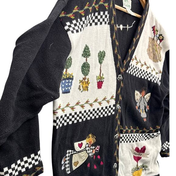 The Quacker Factory VIntage Garden Angel Button Down Cardigan Sweater Women 1X - Picture 5 of 9